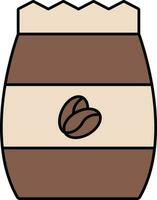 Coffee Bag Icon In Brown Color. vector