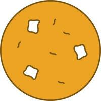 Cookie Icon In Yellow And White Color. vector