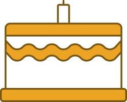 Illustration Of Cake Icon In Yellow And White Color. vector