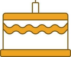 Illustration Of Cake Icon In Yellow And White Color. vector