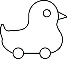 Duck Toy Icon In Black Line Art. vector