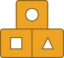 Cubes Or Blocks Icon In Yellow And White Color. vector