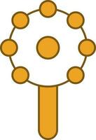 Baby Rattle Icon In Yellow And White Color. vector
