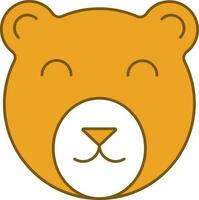 Teddy Bear Face Icon In Yellow And White Color. vector