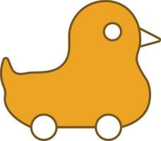 Duck Toy Icon In Yellow And White Color. vector