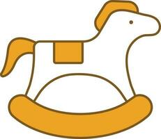 Rocking Horse Icon In Yellow And White Color. vector