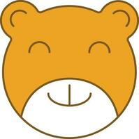 Yellow And White Color Teddy Bear Face Icon. vector