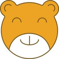 Yellow And White Color Teddy Bear Face Icon. vector