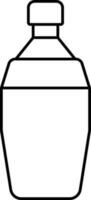Cocktail Shaker Icon In Black Line Art. vector