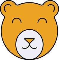 Teddy Bear Face Icon In Yellow And White Color. vector