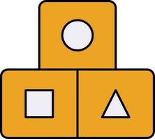 Cubes Or Blocks Icon In Yellow And White Color. vector