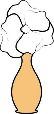 Orange And White Color Flower Pot Or Vase Icon.