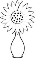 Linear Style Sunflower In Vase Icon. vector