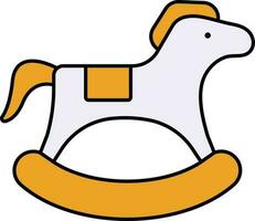 Rocking Horse Icon In Yellow And White Color. vector