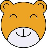 Yellow And White Color Teddy Bear Face Icon. vector