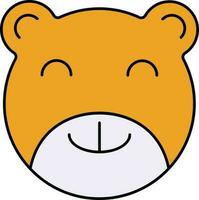 Yellow And White Color Teddy Bear Face Icon. vector