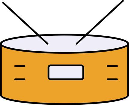 Drum With Stick Icon In Yellow And White Color. vector
