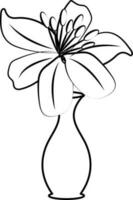 Flower Pot Or Vase Icon In Line Art. vector