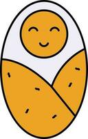 Wrapped Baby Icon In Yellow And White Color. vector