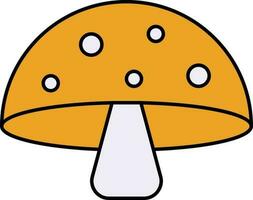 Isolated Mushroom Icon In Yellow And White Color. vector