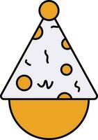 Isolated Party Hat Icon In Yellow And White Color. vector