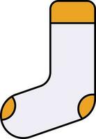 Yellow And White Color Sock Icon. vector