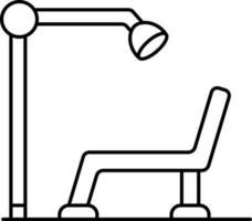 Dental Chair Icon In Black Outline. vector