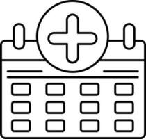 Medical Calendar Icon In Black Outline. vector