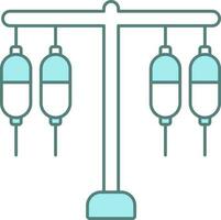 Saline Or IV Stand Icon In Blue And White Color. vector