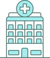 hospital edificio icono en azul y blanco color. vector