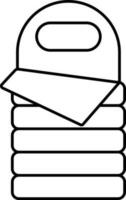 Sleeping Bag Icon In Thin Line Art. vector