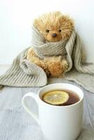 Ginger tea with lemon. Season of colds and infections. Strengthening of immunity. photo