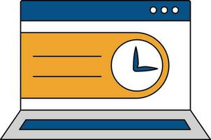 Timeline List In laptop Screen Yellow And Blue Icon. vector