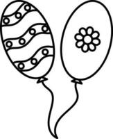 Linear Style Two Printed Balloons Icon. vector