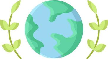 Globe With Laurel Wreath Icon In Blue And Green Color. vector