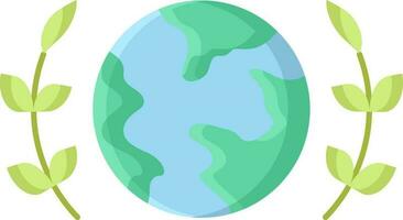 Globe With Laurel Wreath Icon In Blue And Green Color. vector