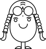 Cartoon Female Egg Wearing Goggles Icon In Linear Style. vector