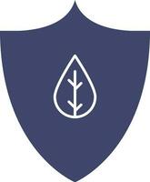 Shield With Leaf Icon In Blue And White Color. vector