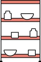 Utensil Shelves Icon In Red And White Color. vector