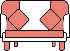 Sofa Icon In Red And White Color. vector