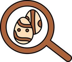 Searching Easter Eggs Icon In Brown And Peach Color. vector