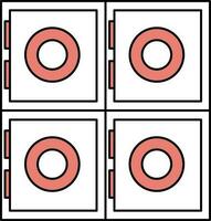 Locker Icon In Red And White Color. vector