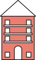 House Building Icon In Red And White Color. vector
