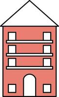 House Building Icon In Red And White Color. vector