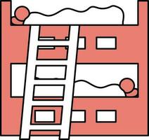 Human Sleeping At Bunk Bed Icon Red And White Color. vector