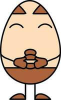 Brown And Peach Cartoon Egg Eating Burger Icon. vector
