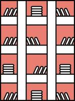 Bookshelf Icon In Red And White Color. vector