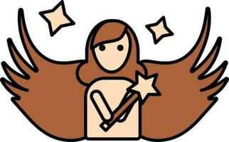 Angel Icon Or Symbol In Brown And Peach Color. vector