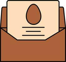 Brown And Peach Easter Greeting Card In Envelope Icon. vector