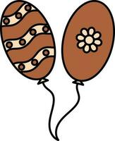 Brown And Peach Two Printed Balloons Icon. vector